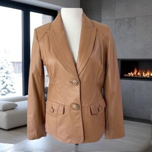 New! BERNARDO Cognac Leather Jacket Size Small